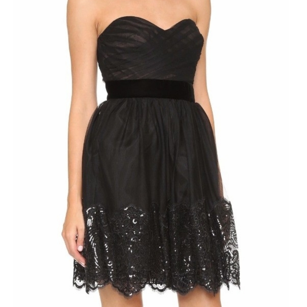 Marchesa Notte Tulle Strapless Dress
